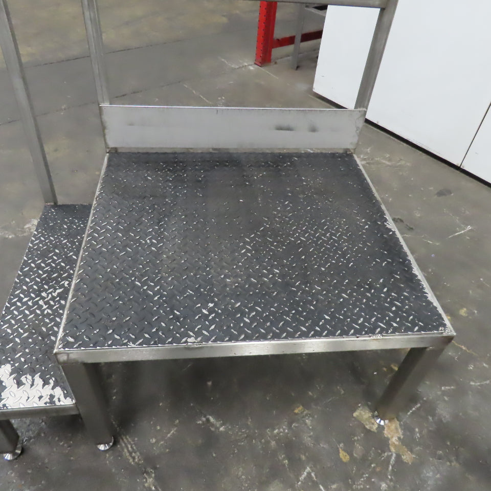 20" Working Height Stainless Steel 2 Step Right Hand Rail Platform 32" x 36"