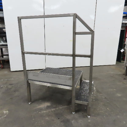 20" Working Height Stainless Steel 2 Step Right Hand Rail Platform 32" x 36"