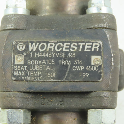Worchester 1 H446YVSE R8 1" FNPT  Ball Valve CWO 4500 Trim 316 Body A105