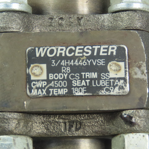 Worchester 1 H446YVSE 3/4" FNPT  Ball Valve CWO 4500 Trim 316 Body A105