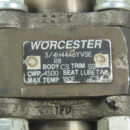 Worchester 1 H446YVSE 3/4" FNPT  Ball Valve CWO 4500 Trim 316 Body A105