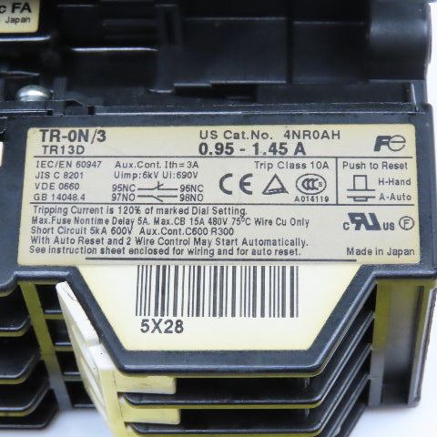 Fuji SC-0 600V 5.5kW Reversing Motor Contactor 0.95-1.45A trip