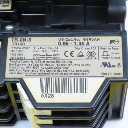 Fuji SC-0 600V 5.5kW Reversing Motor Contactor 0.95-1.45A trip
