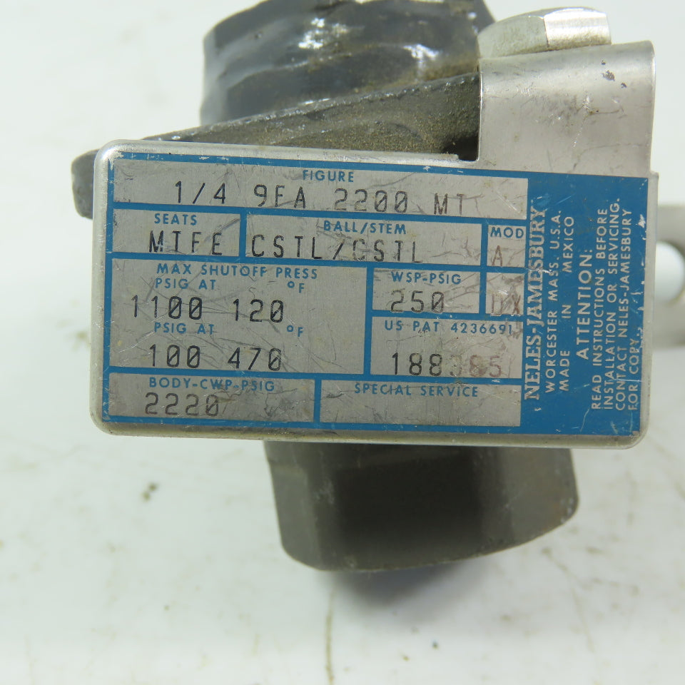 Neles Jamesbury 1/4" FNPT Steel Ball Valve