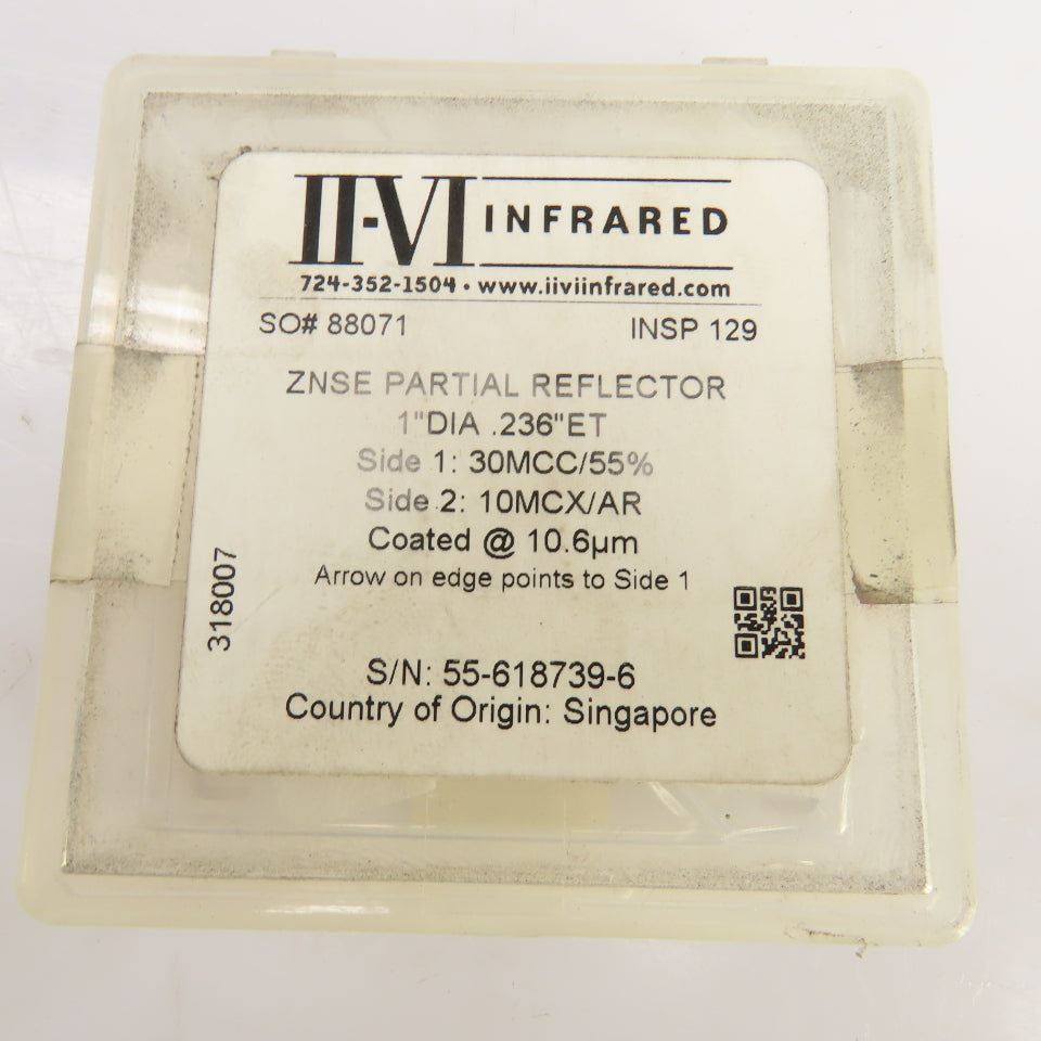 Iivi Infrared ZnSE Partial Reflector 1.0" OD x 0.236" ET 	Side 1 30MCC/55%