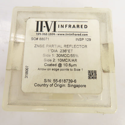 Iivi Infrared ZnSE Partial Reflector 1.0" OD x 0.236" ET 	Side 1 30MCC/55%