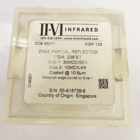 Iivi Infrared ZnSE Partial Reflector 1.0" OD x 0.236" ET 	Side 1 30MCC/55%