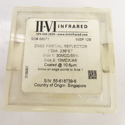 Iivi Infrared ZnSE Partial Reflector 1.0" OD x 0.236" ET 	Side 1 30MCC/55%