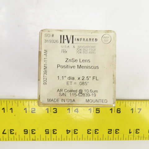 Iivi Infrared ZNSE Lens Positive Meniscus  1.1" OD x 2.5"FL ET=0.085"