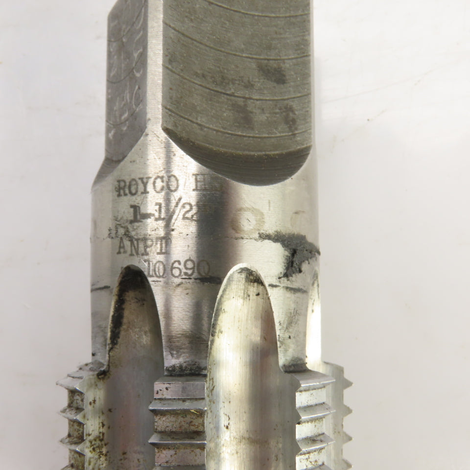 Royco 1-1/2" NPT HS Straight 7 Flute Pipe Tap 4" OAL 1-1/8" Shank
