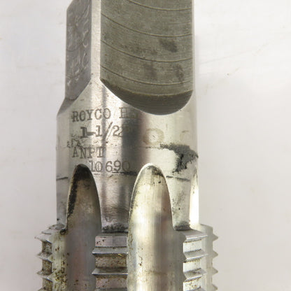 Royco 1-1/2" NPT HS Straight 7 Flute Pipe Tap 4" OAL 1-1/8" Shank