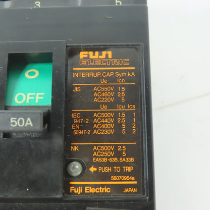 Fuji Auto EA53B 50A 3 Pole Circuit Breaker BB3B-050