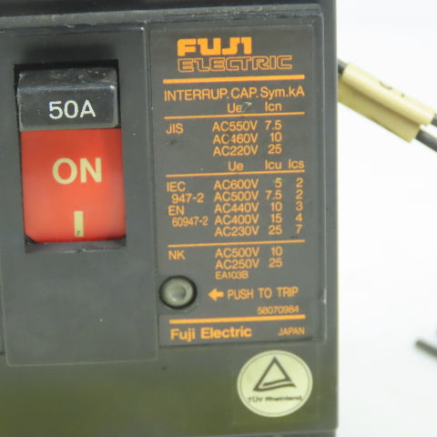 Fuji Auto <-- EA103B 50A 3 Pole Circuit Breaker BB3EEB-050 W/Shunt Trip