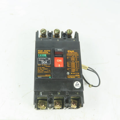 Fuji Auto <-- EA103B 50A 3 Pole Circuit Breaker BB3EEB-050 W/Shunt Trip