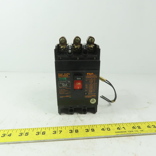 Fuji Auto <-- EA103B 50A 3 Pole Circuit Breaker BB3EEB-050 W/Shunt Trip