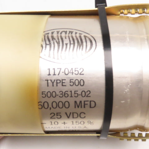 Sangamo 117-0453 Type 500 60,000 MFD 25VDC -10+500% Capacitor