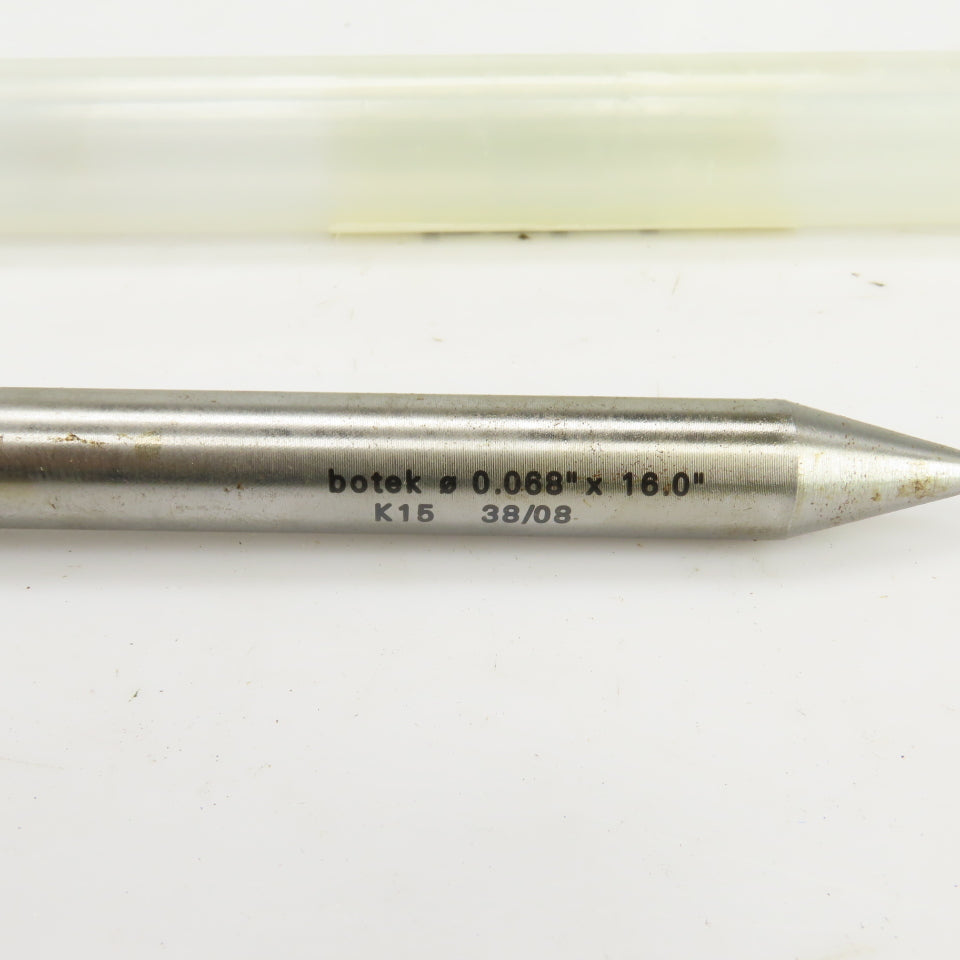 Botek K15 0.068" x 16.0" x 3/4" Deep Hole Coolant Fed Gun Drill Single Flute