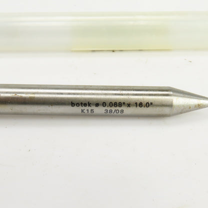 Botek K15 0.068" x 16.0" x 3/4" Deep Hole Coolant Fed Gun Drill Single Flute