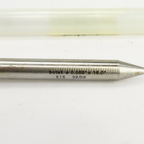 Botek K15 0.068" x 16.0" x 3/4" Deep Hole Coolant Fed Gun Drill Single Flute