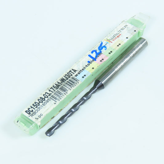 Walter DC150-08-08.175A1-WJ30TA 1/8" Carbide Drill Bit Coolant Thru 15/64" Shank