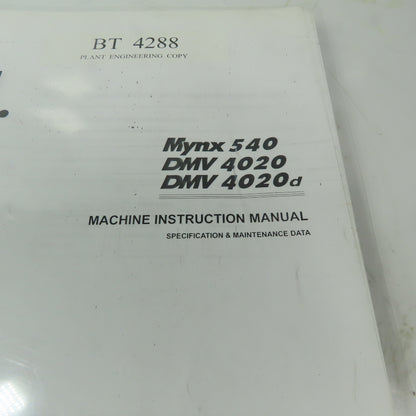 Doosan AV5EINE43 Vertical Machining Center Machine Operation Manual