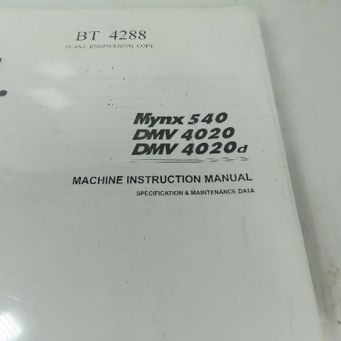 Doosan AV5EINE43 Vertical Machining Center Machine Operation Manual