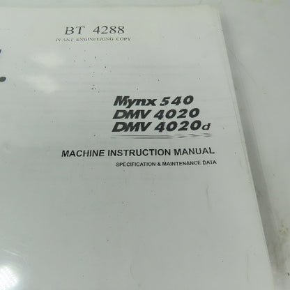 Doosan AV5EINE43 Vertical Machining Center Machine Operation Manual