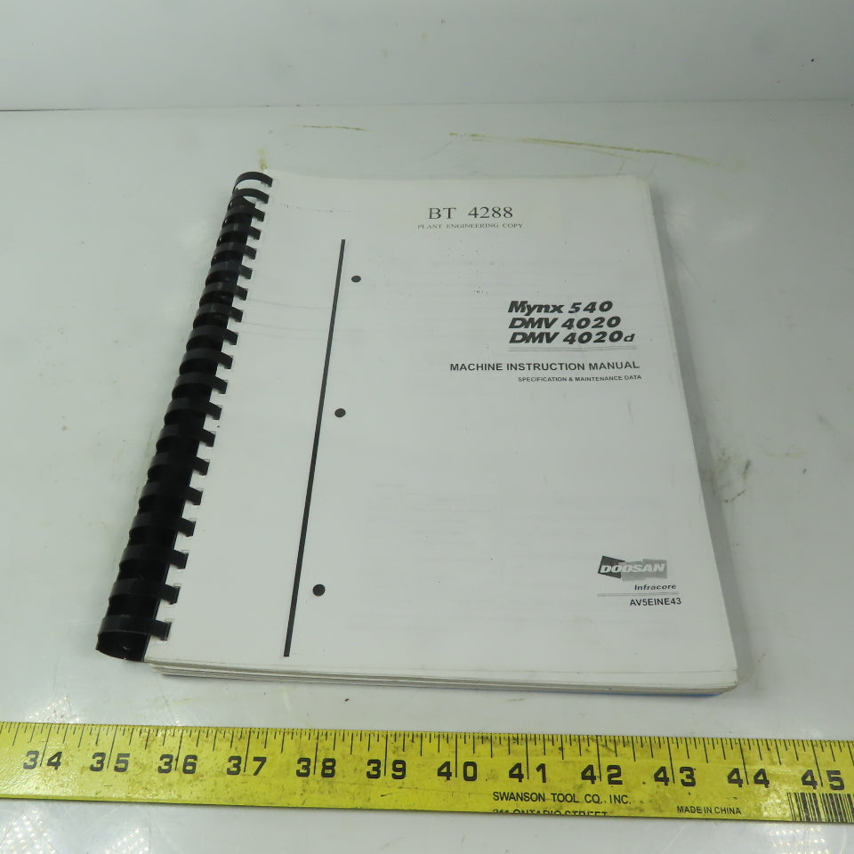 Doosan AV5EINE43 Vertical Machining Center Machine Operation Manual