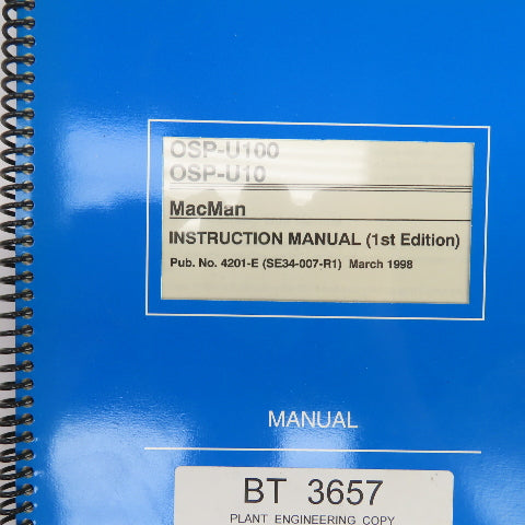 Okuma OSP-U100 OSP-U10 Instruction Manual Publication No. 4201-E (SE34-007-R1