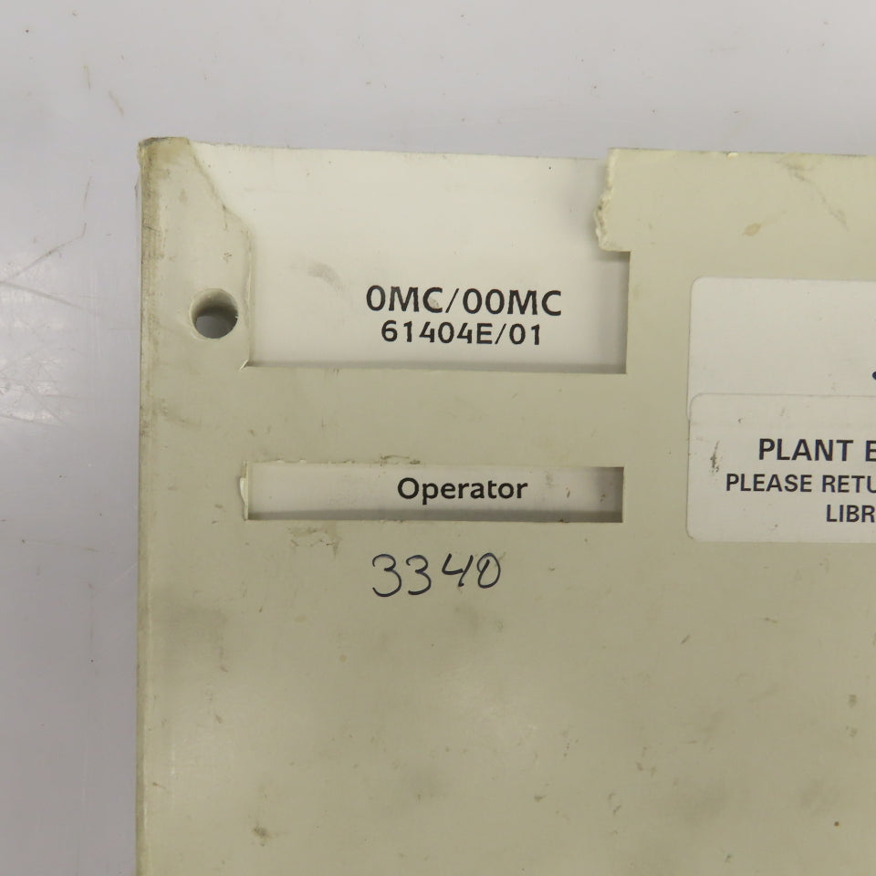 General Numeric 0MC 00MC 61404E/01 Operator Manual