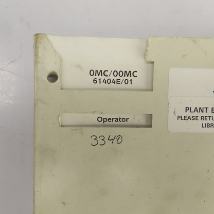 General Numeric 0MC 00MC 61404E/01 Operator Manual