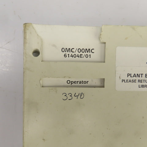 General Numeric 0MC 00MC 61404E/01 Operator Manual