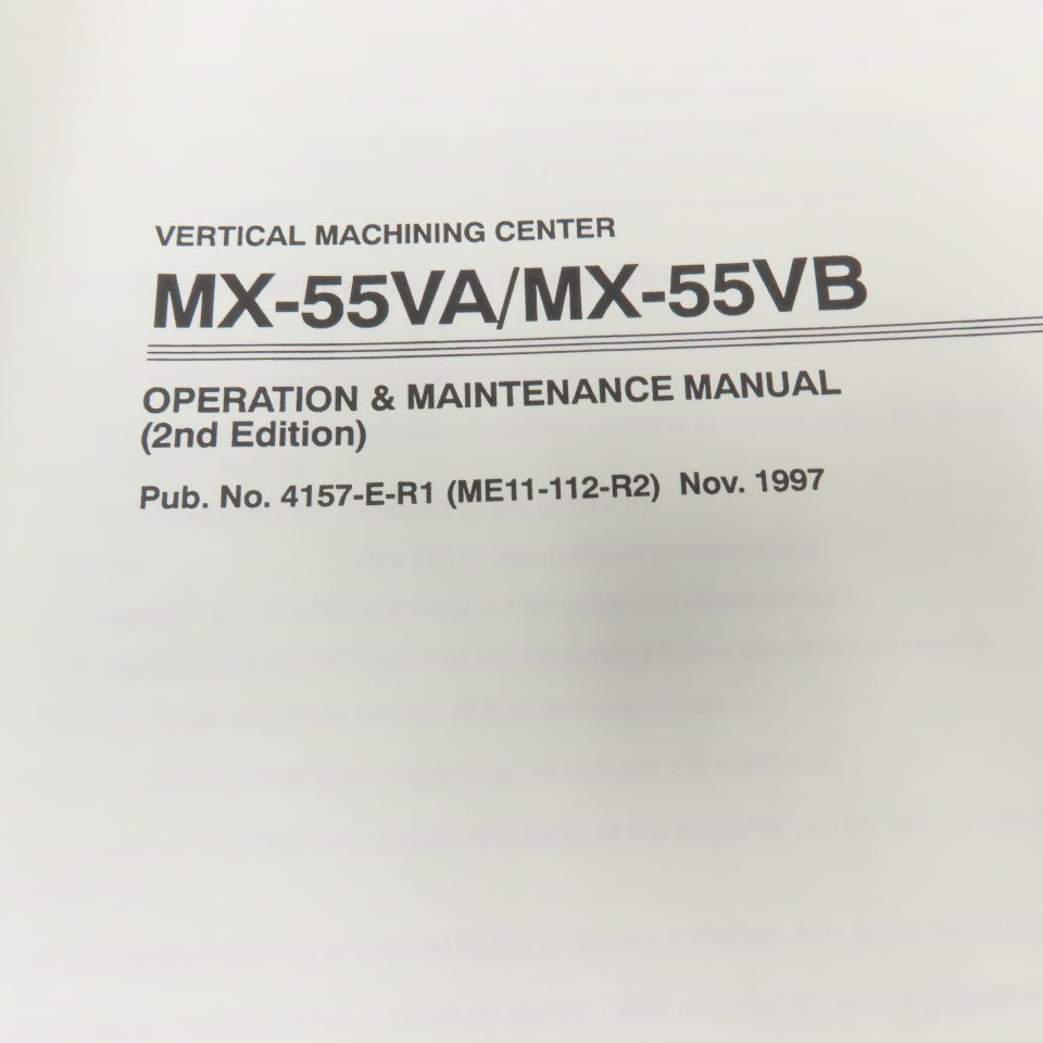 Okuma MX-55VA/VB CNC Machining Center Operation & Maintenance Manual