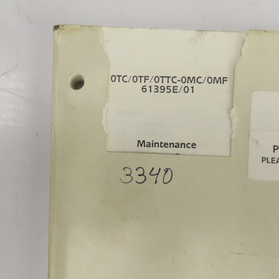 General Numeric 0TC / 0TF / 0TTC-0MC / 0MF 61395E/01 Maintenance Manual