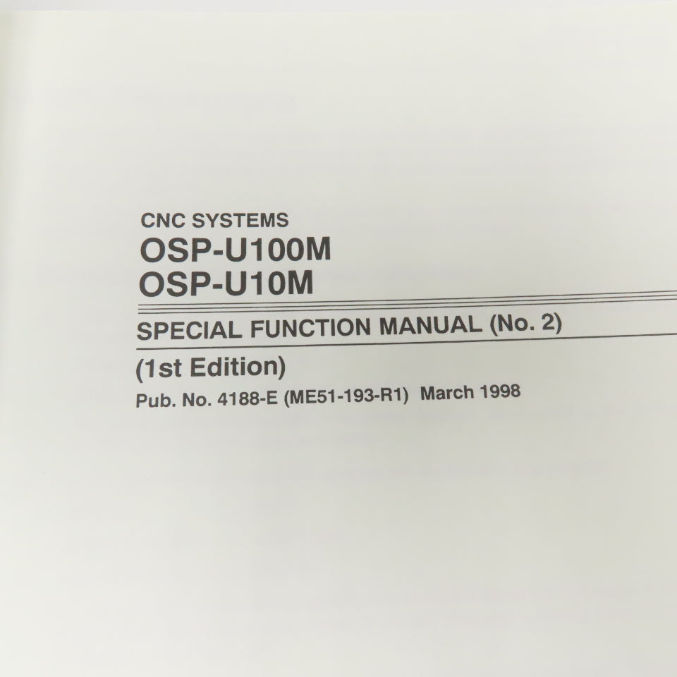 Okuma OSP-U100M OSP-U10M CNC Machining Center Special Functions Manual No.2