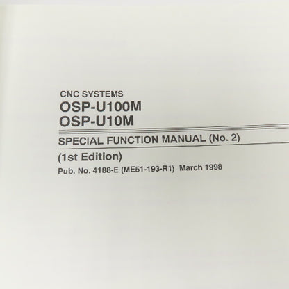 Okuma OSP-U100M OSP-U10M CNC Machining Center Special Functions Manual No.2