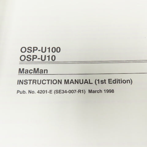 Okuma OSP-U100M OSP-U10M CNC Machining Center MAC MAN Instruction Manual