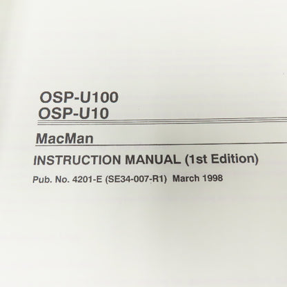 Okuma OSP-U100M OSP-U10M CNC Machining Center MAC MAN Instruction Manual