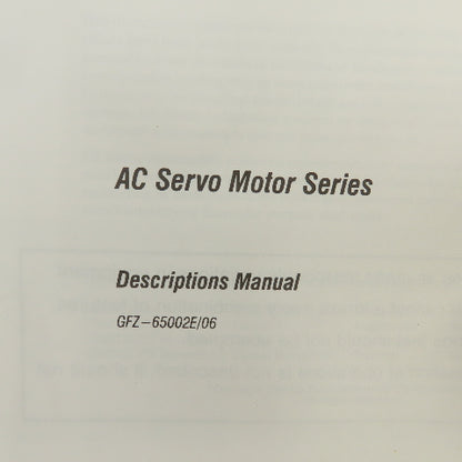 GE Fanuc Automation GFZ-65002E/06 AC Servo Motor Series Descriptions Manual