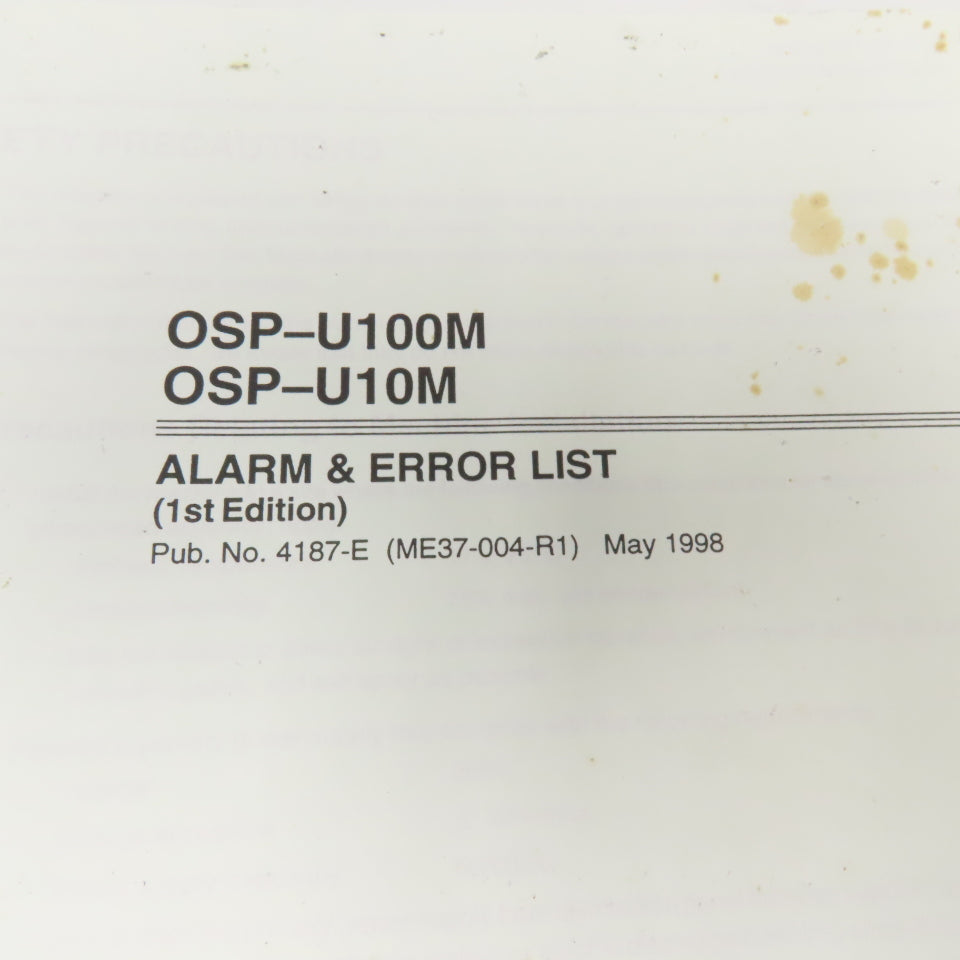 Okuma OSP-U100M OSP-U10M CNC Machining Center Alarm & Error Code List