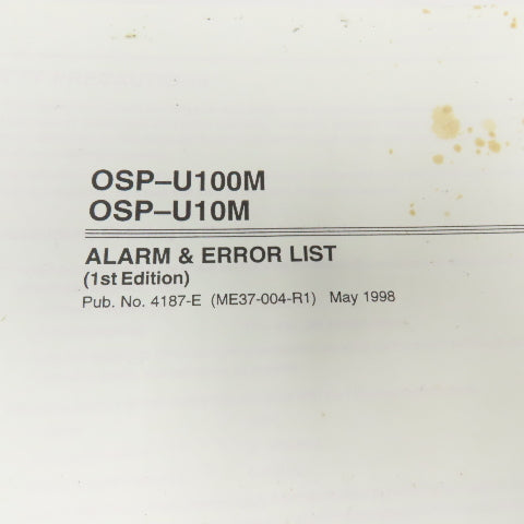 Okuma OSP-U100M OSP-U10M CNC Machining Center Alarm & Error Code List