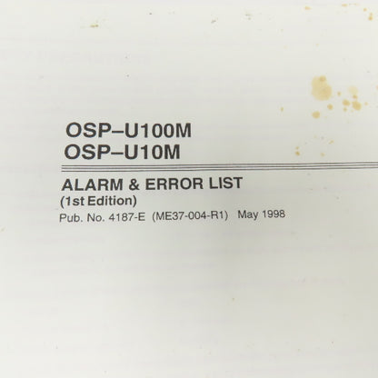 Okuma OSP-U100M OSP-U10M CNC Machining Center Alarm & Error Code List
