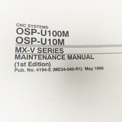 Okuma OSP-U100M OSP-U10M CNC Machining Center MX-V Series Maintenance Manual