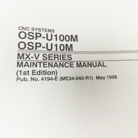 Okuma OSP-U100M OSP-U10M CNC Machining Center MX-V Series Maintenance Manual