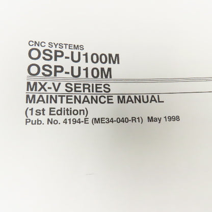 Okuma OSP-U100M OSP-U10M CNC Machining Center MX-V Series Maintenance Manual