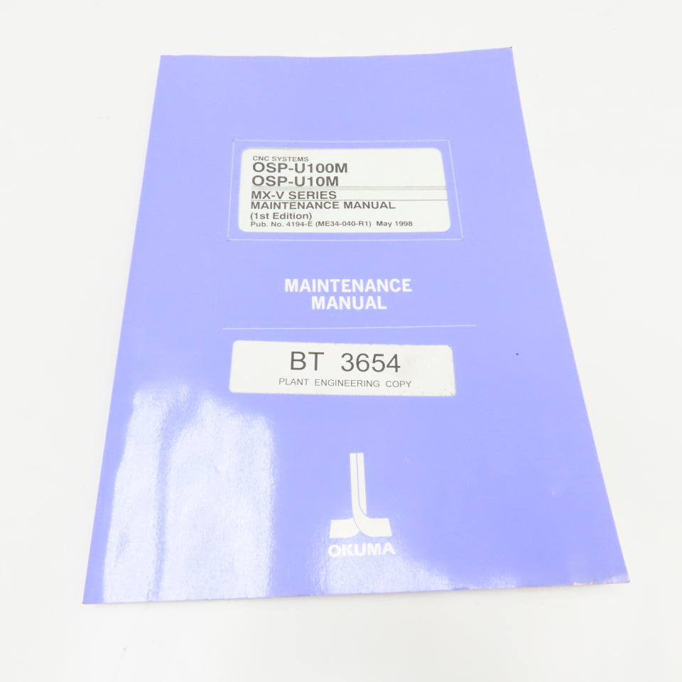 Okuma OSP-U100M OSP-U10M CNC Machining Center MX-V Series Maintenance Manual