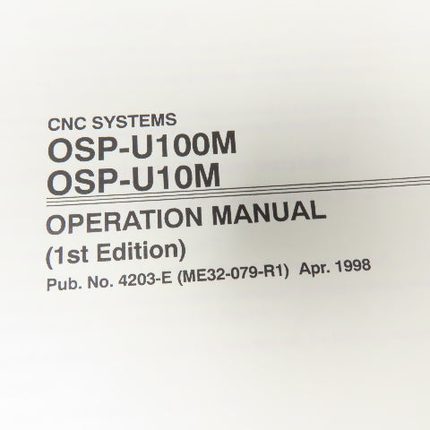 Okuma OSP-U100M OSP-U10M CNC Machining Center Operation Manual