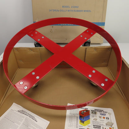 Global Industries 233882 24" Steel Drum Dolly 600LBS Capacity W/Rubber Casters