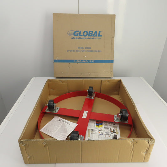 Global Industries 233882 24" Steel Drum Dolly 600LBS Capacity W/Rubber Casters
