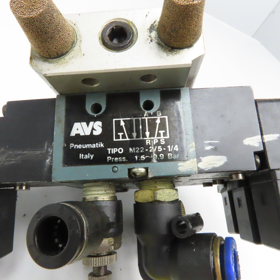AVS M22-2/5-1/4 2 Way Pneumatic Valve Bank 1/4" NPT 110V Coil